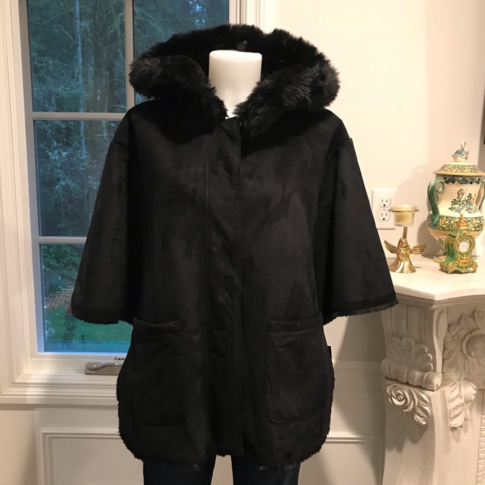 Ralph Lauren faux fur and suede cape jacket - Picture 1 of 8